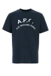 A.p.c. Cotton Crew Neck Short Sleeve T-shirt In Blue