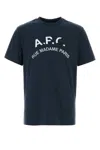 A.p.c. Cotton Crew Neck Short Sleeve T-shirt In Navy Blue