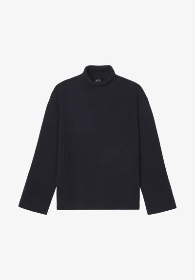A.p.c. Navy Blue High-neck Sweater Xs Navy Blue