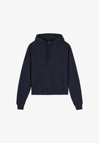 A.p.c. Navy Blue Hoodie With Raglan Sleeves Womens M Navy Blue