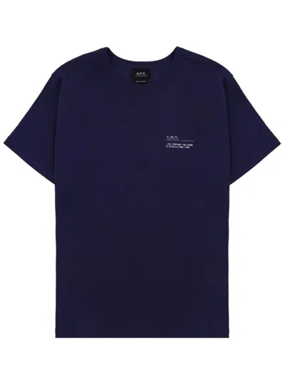 A.P.C. A. P.C. MEN NAVY BLUE LOGO T-SHIRT, XXL LUXURY T-SHIRTS FOR MEN DARVEYS