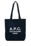 Apc A.p.c. Navy Blue Canvas Lou Rue Madame Shopping Bag In Navy Blue