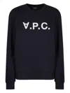 Apc A.p.c. Sweatshirt Crew-neck Logo Print In Navy Blue