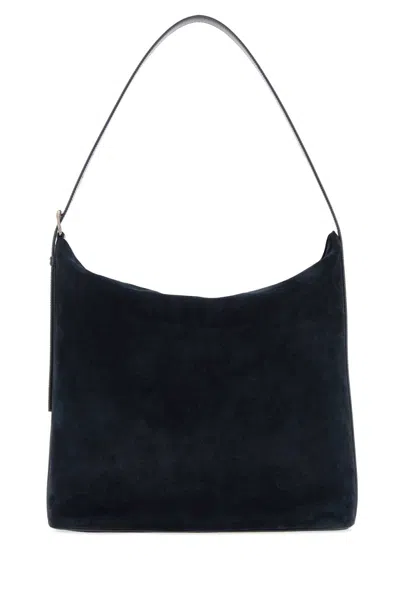 A.p.c. Navy Blue Suede Maxi Vera Shopping Bag In Black