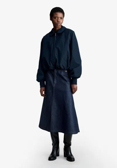 A.p.c. Navy Blue Taffeta Bomber Jacket 34 Navy Blue