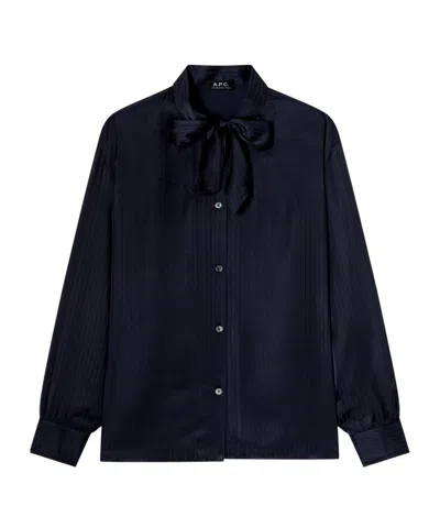 A.p.c. Navy Blue Tie Collar Blouse
