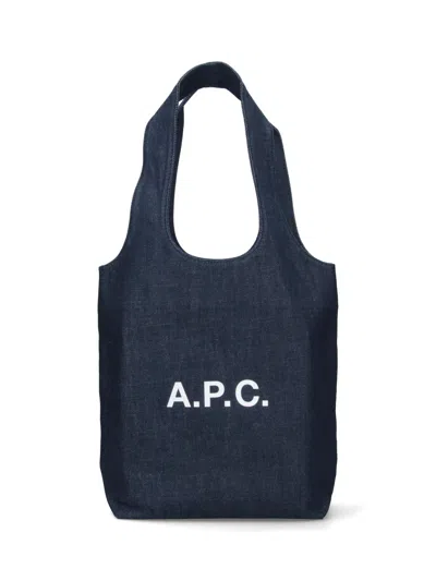 Apc Navy Blue Tote Bag With Contrasting Logo