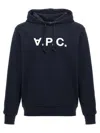 Apc A.p.c. Milo Hoodie With Flocked Logo Print In Navy Blue