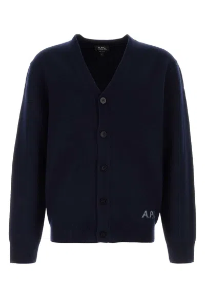 Apc Long-sleeved Knitted Cardigan In Black