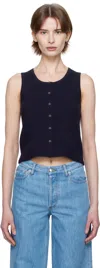 Apc Navy Buttoned Tank Top In Iak Dark Navy