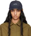 Apc Navy Asics Edition Charlie Baseball Cap In Iai Indigo