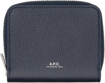 Apc Navy Chelsea Zip Wallet In Blue