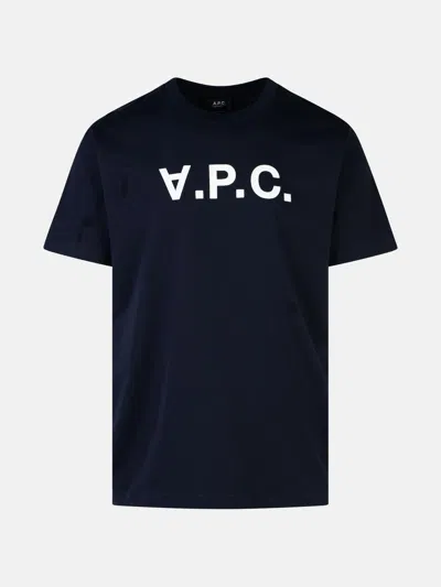 Apc Navy Cotton T-shirt