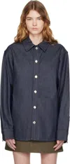 A.p.c. Navy Denim Overshirt In Blue