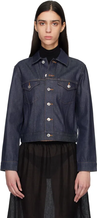 Apc Navy Dion Denim Jacket In Blue