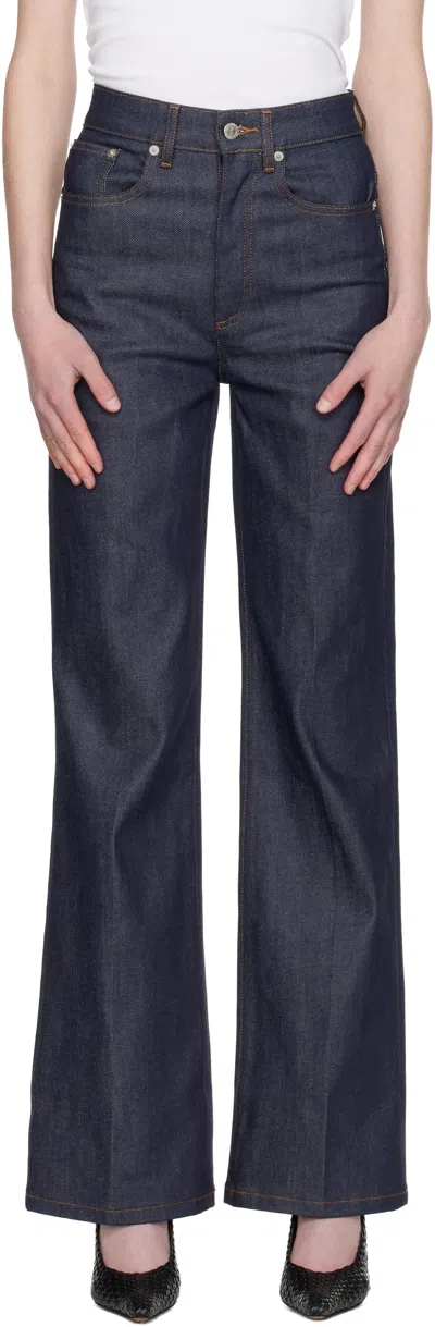 Apc Navy Domino Jeans In Blue