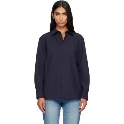 A.p.c. Navy Elegant Overshirt In Blue