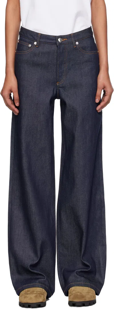Apc Navy Elisabeth Jeans In Blue