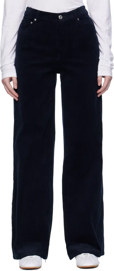 Apc Navy Elizabeth Trousers In Black