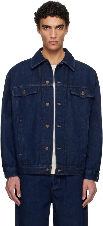 APC NAVY ELVIS DENIM JACKET