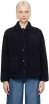 APC NAVY ESTHER FAUX-SHEARLING JACKET