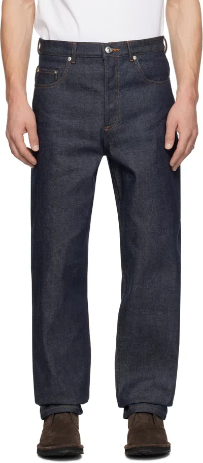 Apc Navy Fairfax Jeans In Iai Indigo