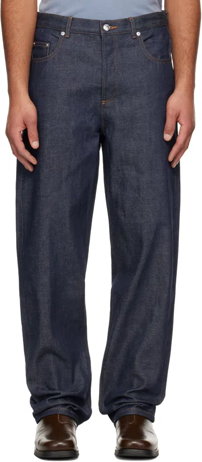 Apc Navy Fairfax Jeans In Blue