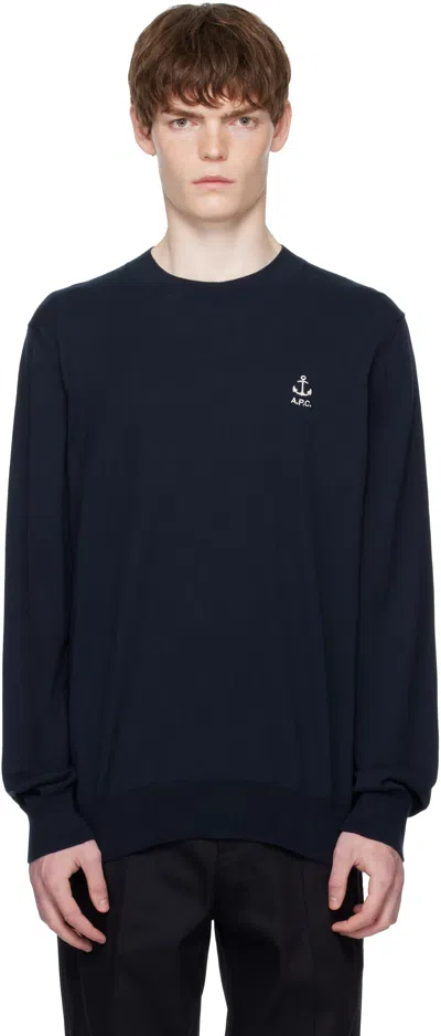 Apc Navy Gabin Sweater In Blue