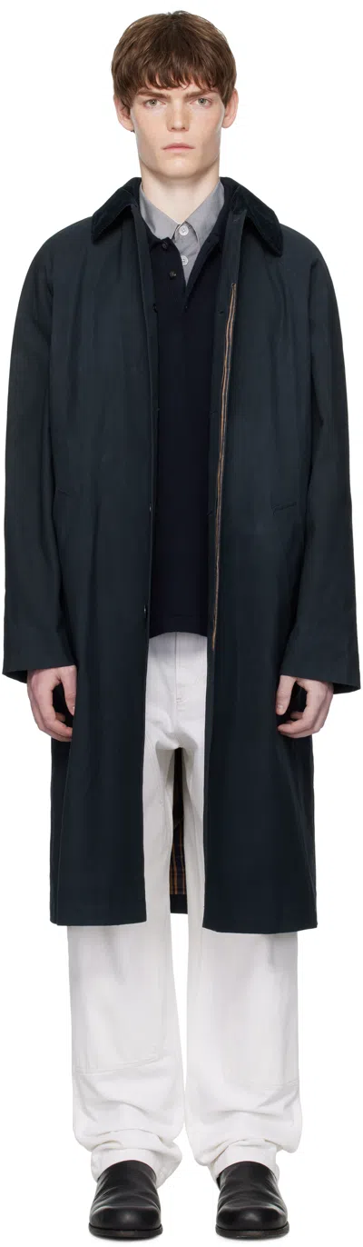 Apc Navy Gaspard Mac Raincoat In Blue