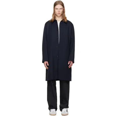 A.p.c. Navy Hugo Mac Coat In Blue