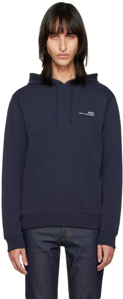 Apc Navy Item Hoodie In Iak Dark Navy