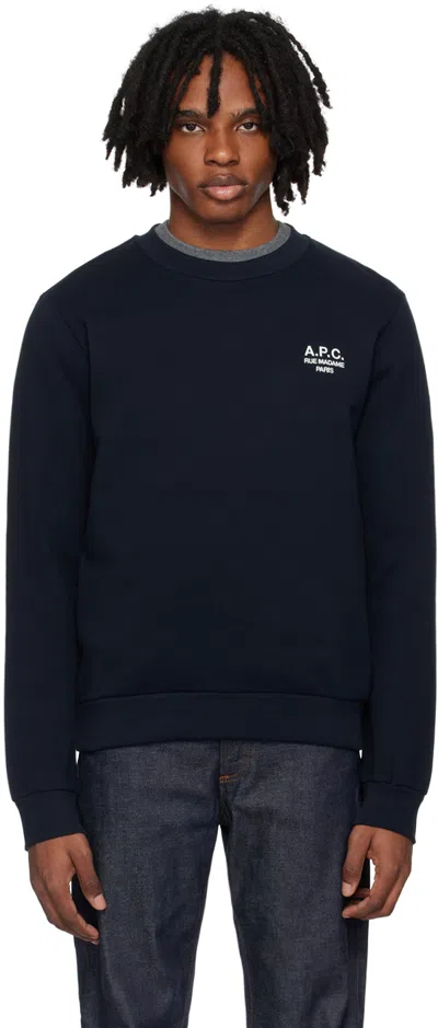 Apc Navy Item Sweatshirt In Tiq Dark Navy/ecru