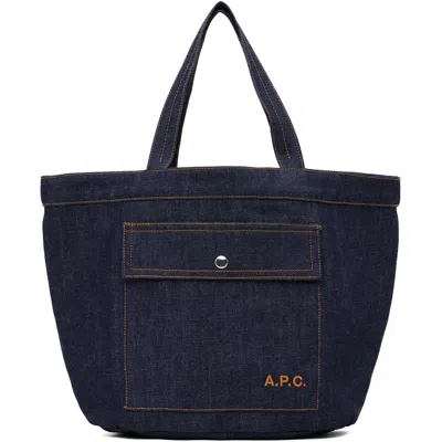 A.p.c. Navy Jade Tote In Iai Indigo