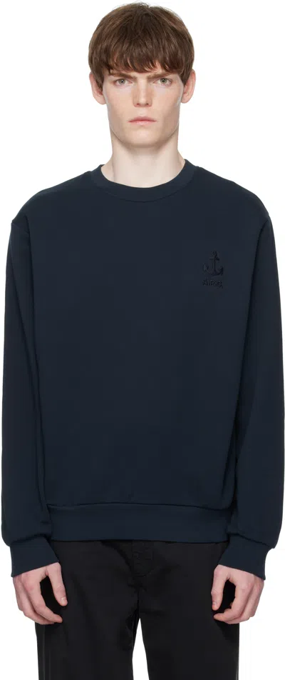 Apc Navy James Sweatshirt In Blue