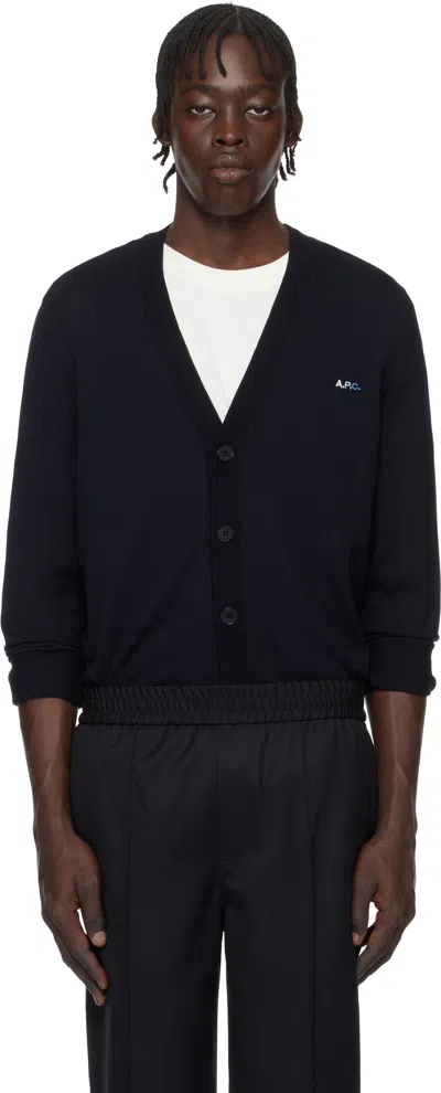Apc Navy Jamie Cardigan In Iak Dark Navy