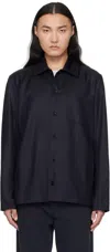 Apc A.p.c. Button-up Jacket With Structured Collar And Chest Pocket In Iak Dark Navy