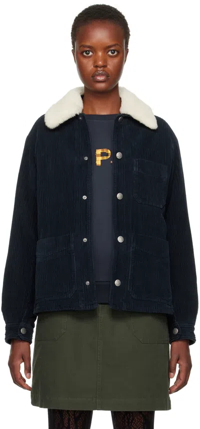 Apc Navy Juliana Jacket In Iak Dark Navy