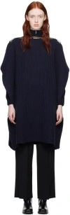 Apc X Jw Anderson Swann Zipped-neck Wool Poncho In Iak Dark Navy