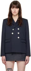 Apc Sally Double Breasted Jacket In Iak Dark Navy