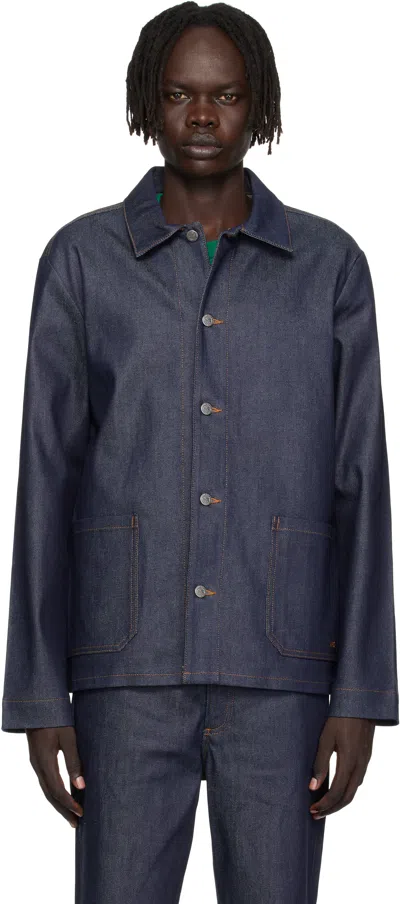 Apc Casual Jacket With Collared Design And Pockets In Blue