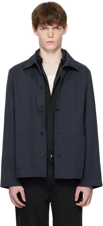 Apc Navy Kerlouan Logo Jacket In Blue