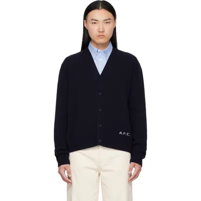 A.p.c. Navy Kevin Cardigan In Blue