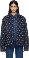 Apc Navy Lenny Reversible Jacket In Iak Dark Navy