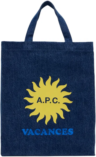 Apc Navy Lou Mini Vacances Tote In Ial Washed Indigo