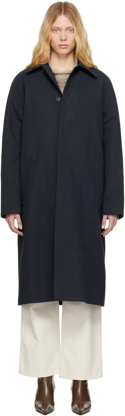 Apc Navy Mac Eduoard Trench Coat In Iau Night Blue