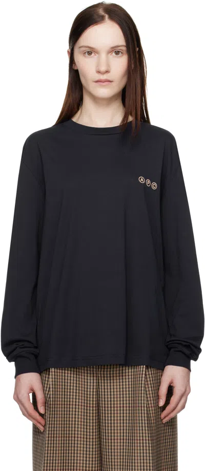 Apc Navy Manche Longue Adresse T-shirt In Iak Dark Navy