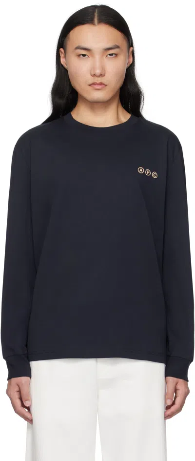 Apc Navy Manche Longue Adresse T-shirt In Iak Dark Navy