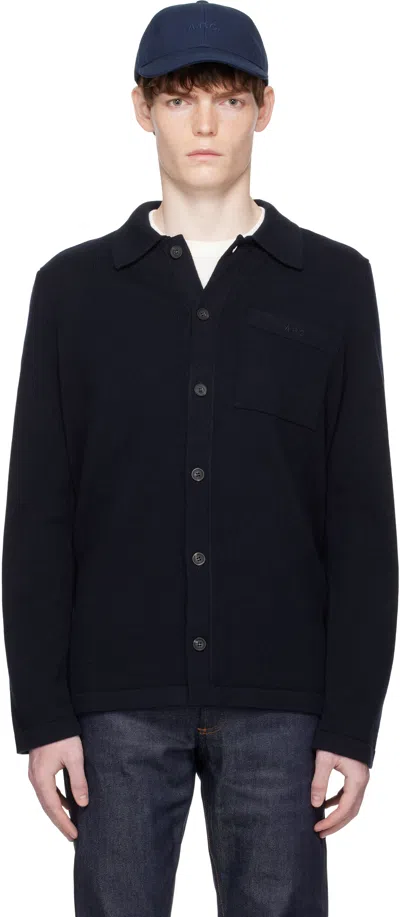 Apc Navy Matti Cardigan In Black