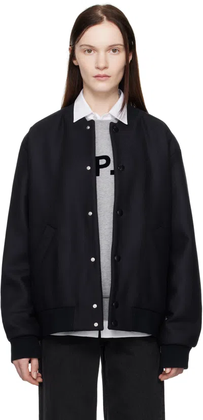 Apc Navy Micky Bomber Jacket In Iak Dark Navy