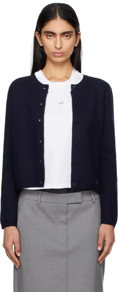 Apc Navy Mila Cardigan In Iak Dark Navy